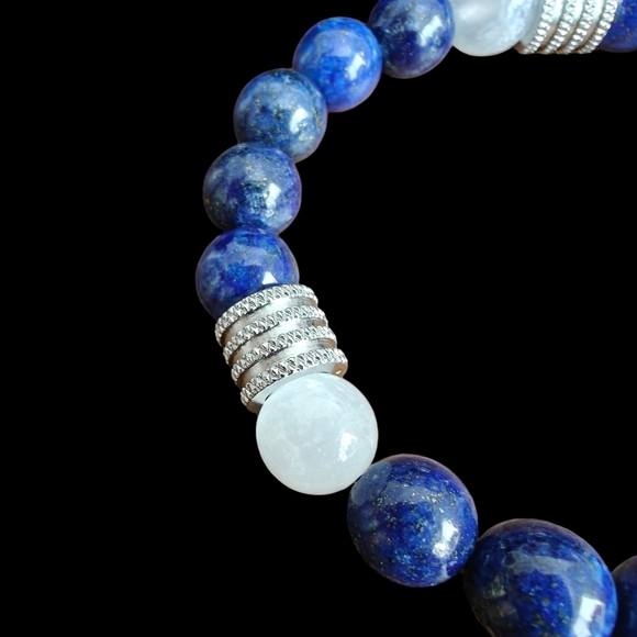 Lapis Lazuli Men's Bracelet 10mm Natural Stones - Picture 3 of 8